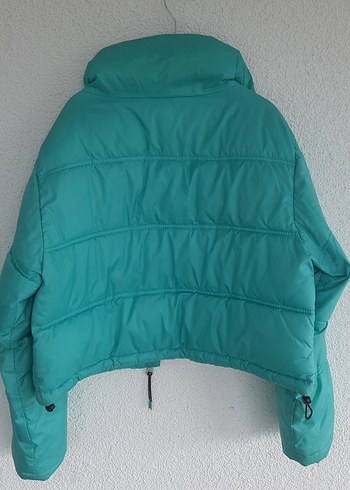 Turkuaz, Fermuarlı Kısa Kadın Kış Montu - Görsel 4