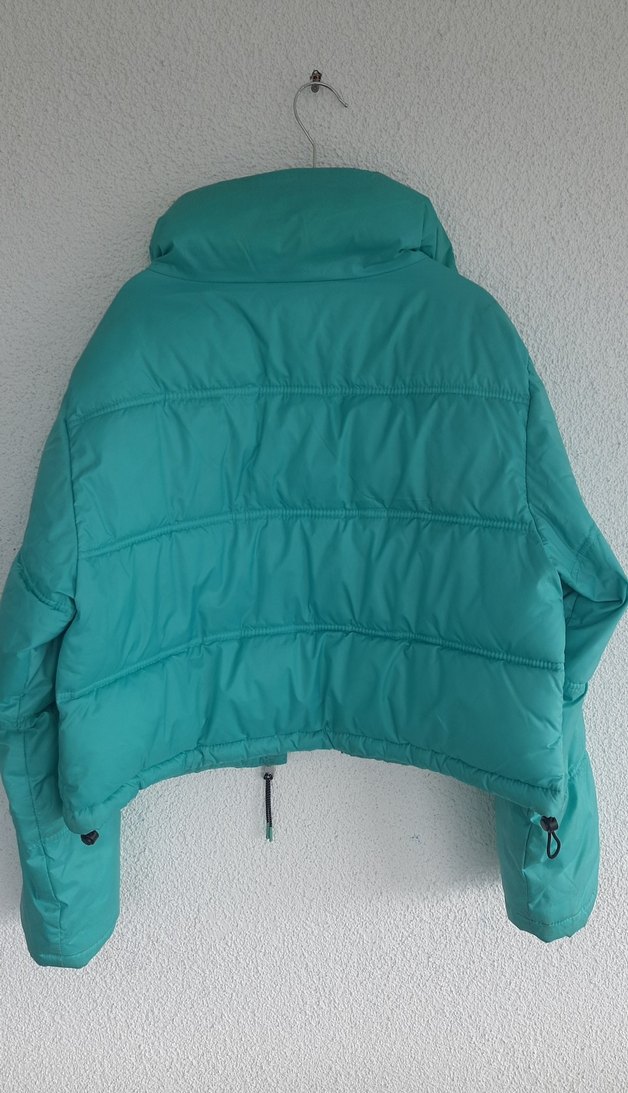 Turkuaz, Fermuarlı Kısa Kadın Kış Montu - Görsel 4