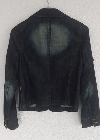 Lacivert Kadın Kot Ceket Notch Yaka - Görsel 3