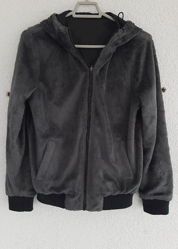 Kapüşonlu Siyah Fermuarlı Kadın Ceket - Görsel 3