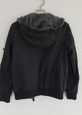 Kapüşonlu Siyah Fermuarlı Kadın Ceket - Görsel 6