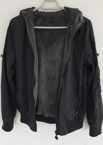 Kapüşonlu Siyah Fermuarlı Kadın Ceket - Görsel 2