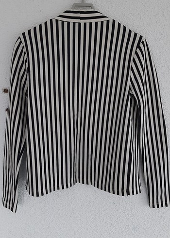 Çizgili Midi Kadın Blazer Ceket - Görsel 3