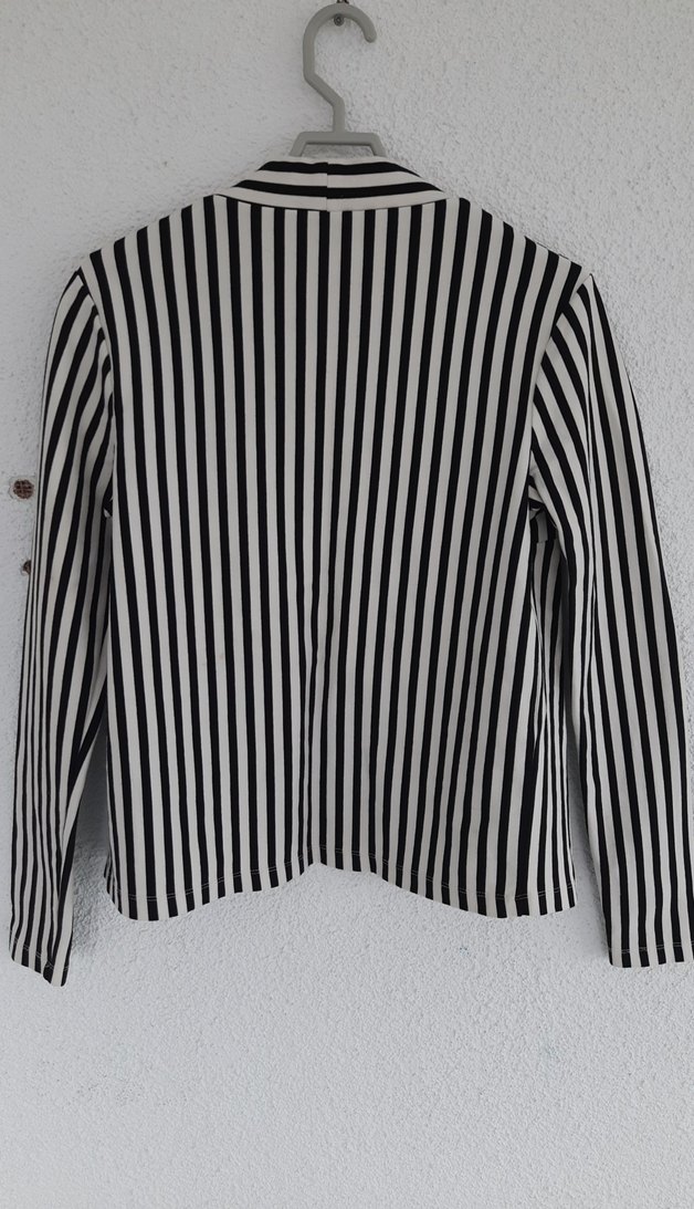 Çizgili Midi Kadın Blazer Ceket - Görsel 3