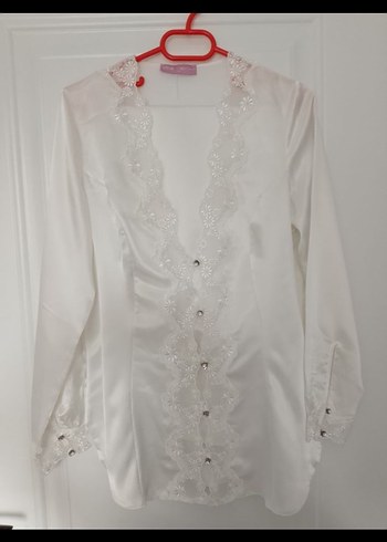 6 parca Uzun Beyaz Kadın Sabahlık - Görsel 7