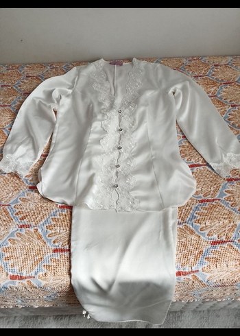 6 parca Uzun Beyaz Kadın Sabahlık - Görsel 2