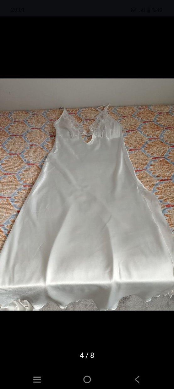 6 parca Uzun Beyaz Kadın Sabahlık - Görsel 4