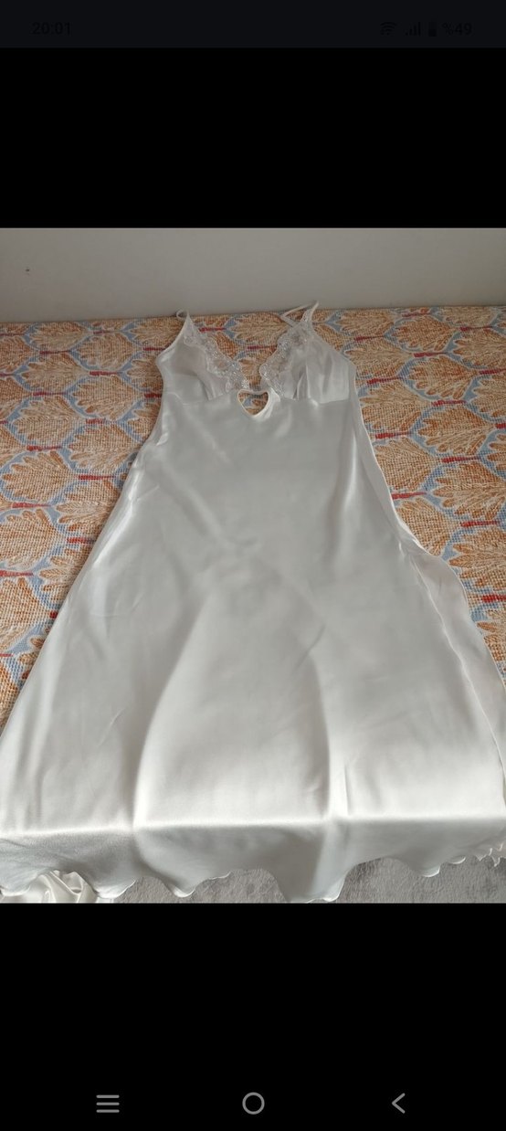 6 parca Uzun Beyaz Kadın Sabahlık - Görsel 5