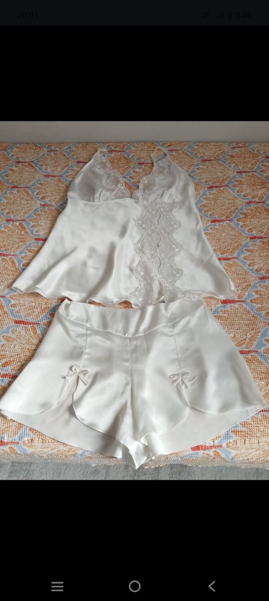 6 parca Uzun Beyaz Kadın Sabahlık - Görsel 3