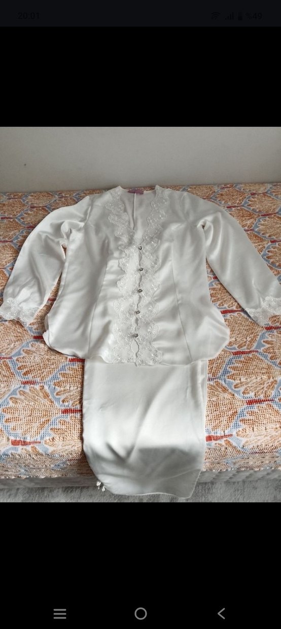 6 parca Uzun Beyaz Kadın Sabahlık - Görsel 2