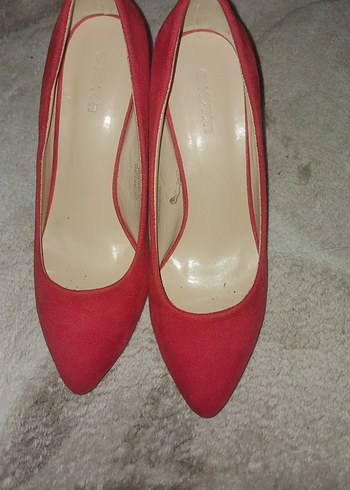 Klasik Kırmızı Süet Stiletto - Görsel 4