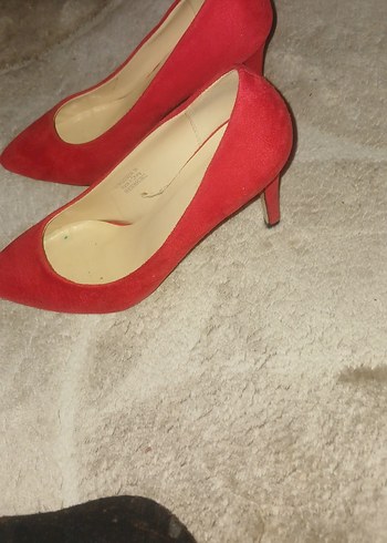 Klasik Kırmızı Süet Stiletto - Görsel 3