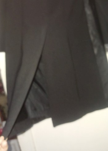 Drapeli Siyah  Deri Kadın tunik tarzi - Görsel 3