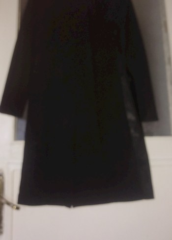 Drapeli Siyah  Deri Kadın tunik tarzi - Görsel 2