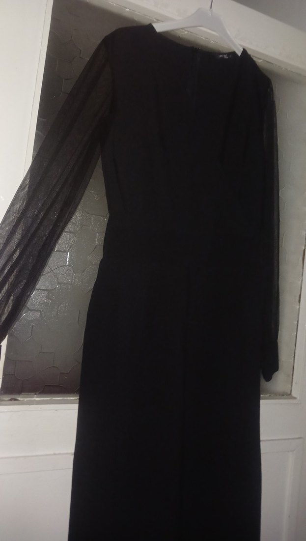 Uzun Kollu Siyah Gotik Kadın tulum - Görsel 3