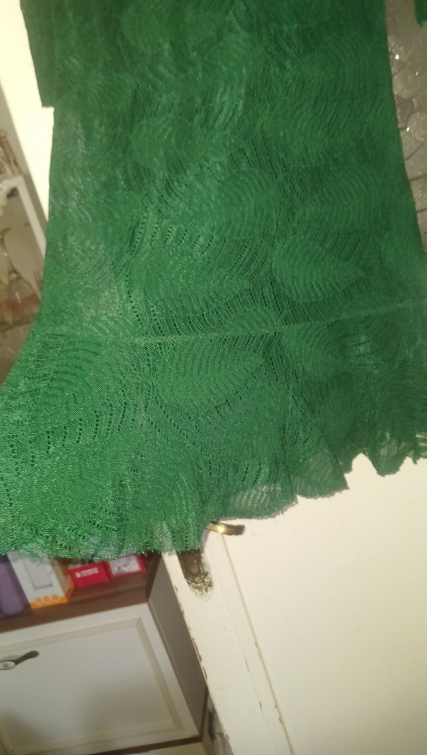 Yeşil yarim  Kollu Dantel Bohem Abiye Elbise - Görsel 2