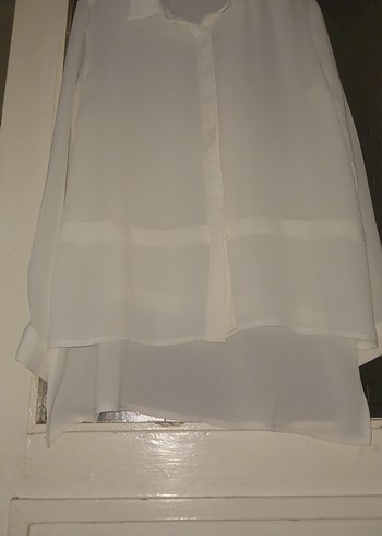 Kadın Beyaz Keten Gömlek - Görsel 3