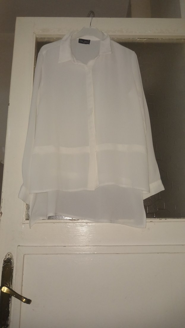 Kadın Beyaz Keten Gömlek - Görsel 2