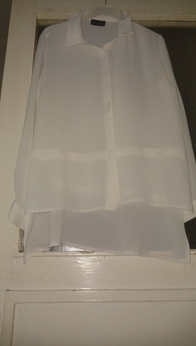 Kadın Beyaz Keten Gömlek - Görsel 3