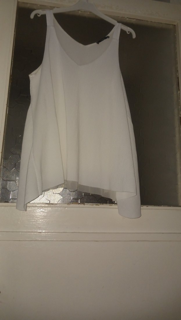 Beyaz V Yakalı Salaş Kadın Bluz - Görsel 2