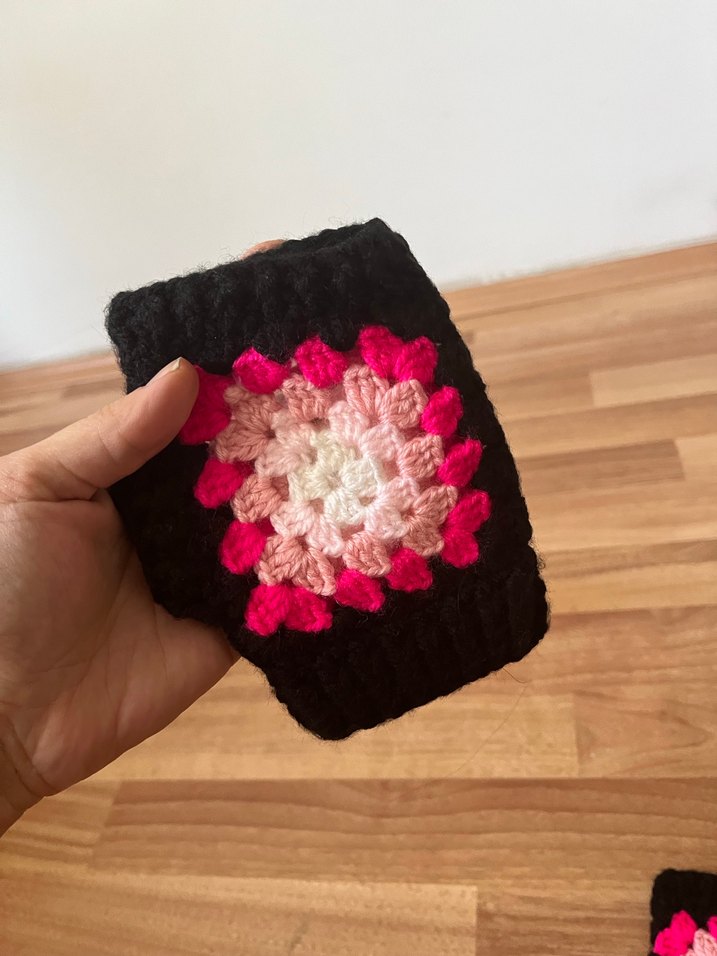 Renkli Örgü Bohem Kadın Eldivenleri - Görsel 3