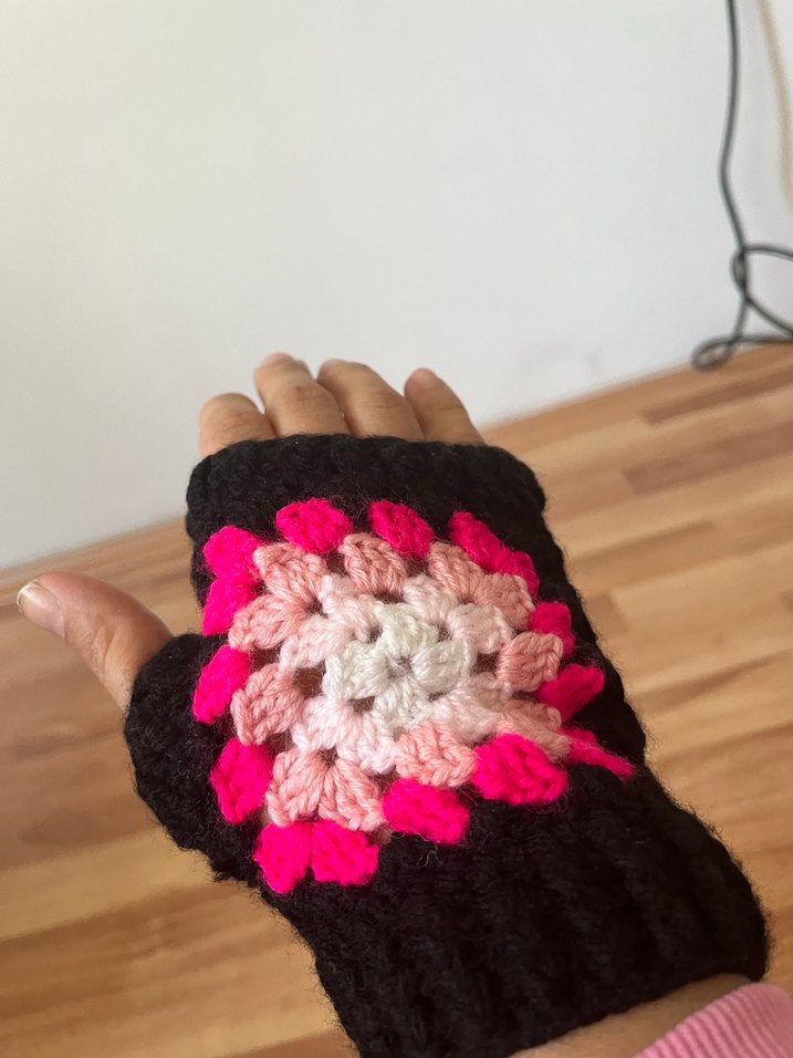 Renkli Örgü Bohem Kadın Eldivenleri - Görsel 2