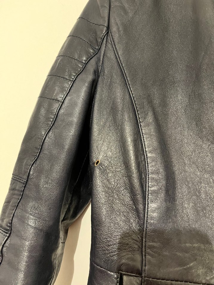 Lacivert Kadın Deri Biker Ceket - Görsel 3