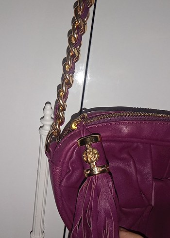 Püsküllü Bordo Deri Kadın Çanta - Görsel 3