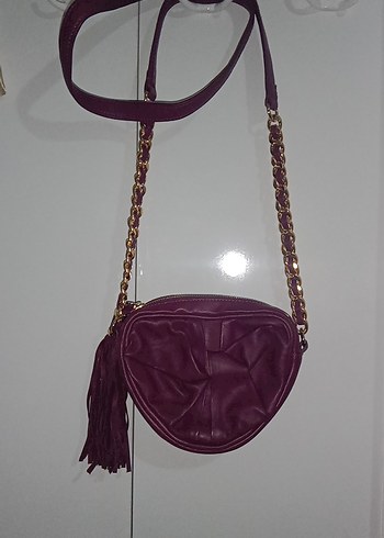 Püsküllü Bordo Deri Kadın Çanta - Görsel 5