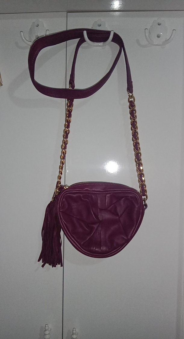 Püsküllü Bordo Deri Kadın Çanta - Görsel 5