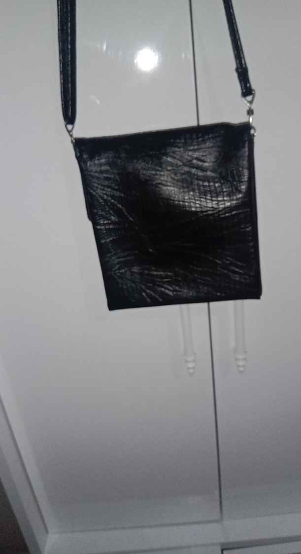 Siyah Deri Yılan Desenli Kadın Çanta - Görsel 4