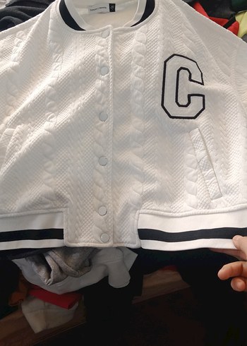 Düğmeli Beyaz Salaş Midi Ceket - Görsel 5