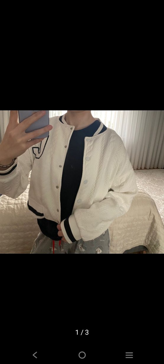 Düğmeli Beyaz Salaş Midi Ceket - Görsel 2