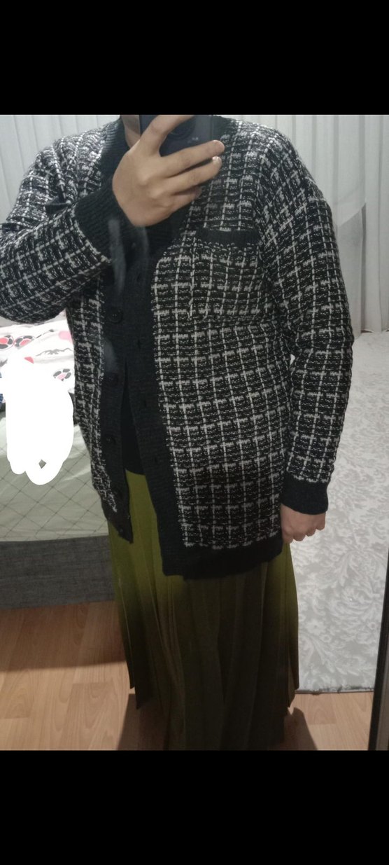 Gri Ekose Desenli Örgü Kadın Hırka
marka temsilidir - Görsel 2