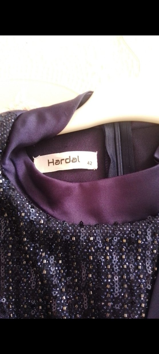 Lacivert Uzun Kollu Drapeli Abiye Elbise  MARKA TEMSİLDİR - Görsel 3