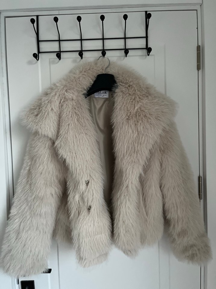 Kadın Bej Midi Suni Kürk Ceket - Görsel 3