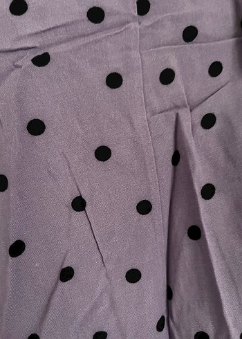 Mor Puantiyeli Uzun Salaş Midi Etek - Görsel 3