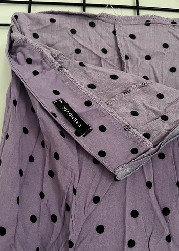 Mor Puantiyeli Uzun Salaş Midi Etek - Görsel 2