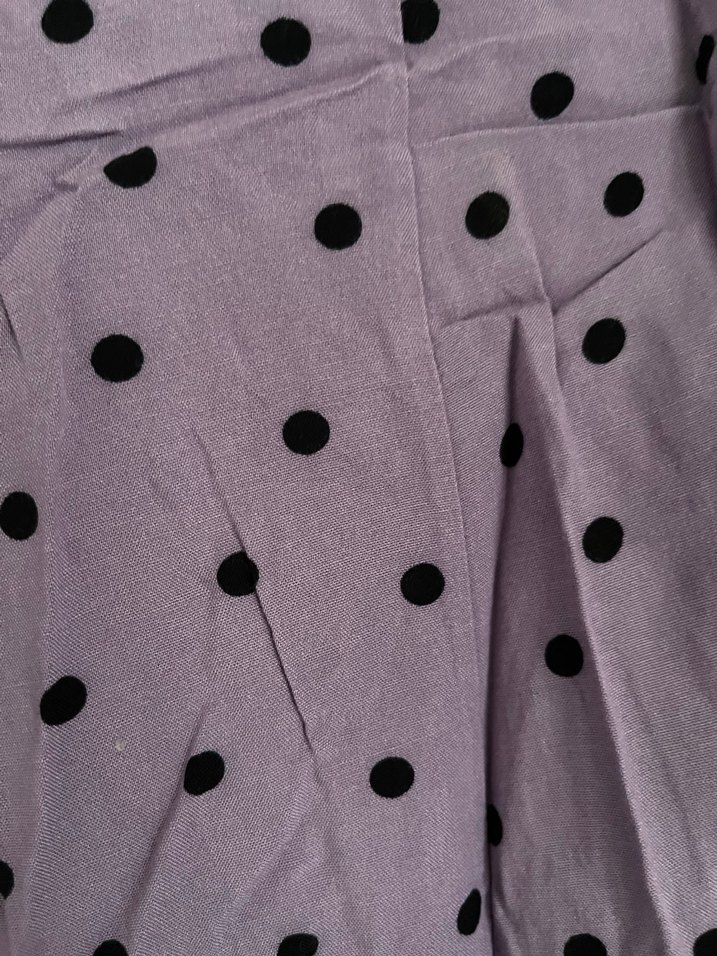 Mor Puantiyeli Uzun Salaş Midi Etek - Görsel 3