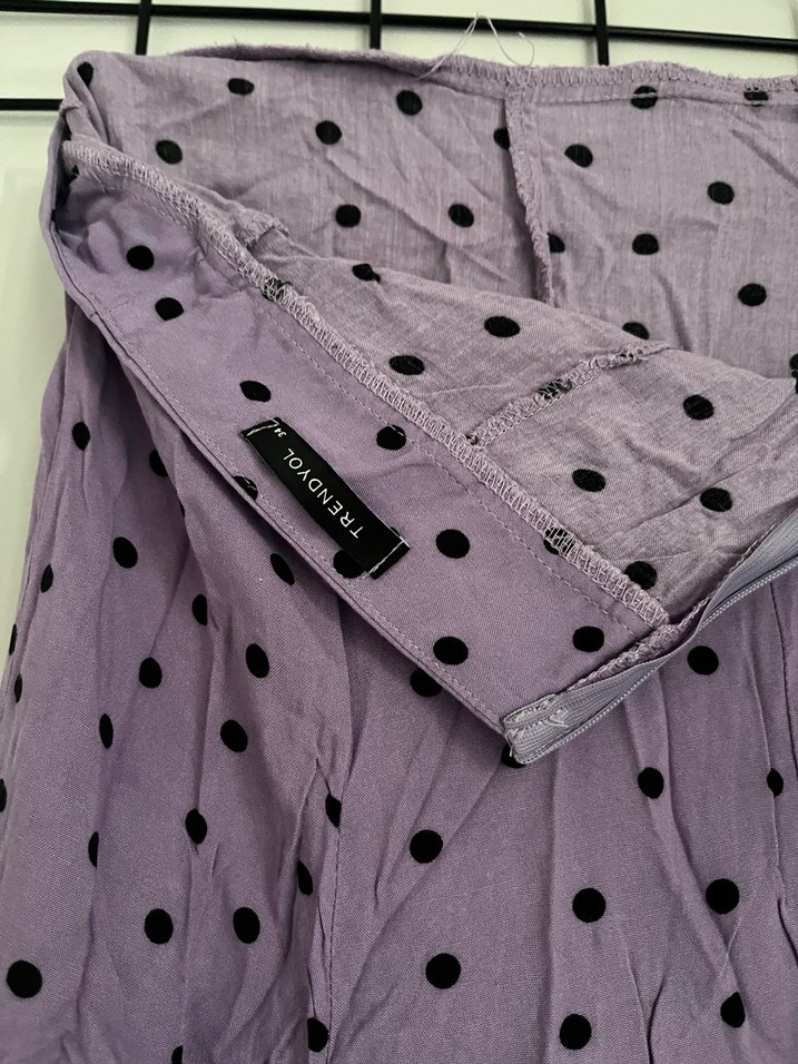 Mor Puantiyeli Uzun Salaş Midi Etek - Görsel 2