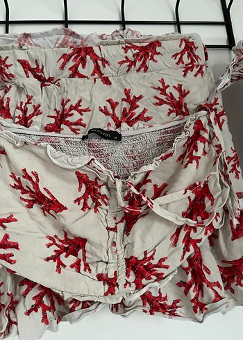 Kırmızı Desenli Straplez Mini Bluz - Görsel 5