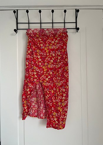 Kırmızı Çiçekli Uzun Etek - Görsel 3