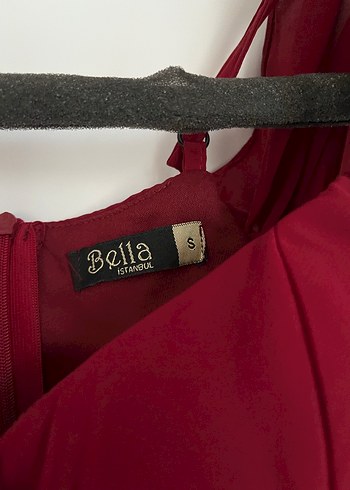 Bordo V Yakalı Uzun Abiye Elbise - Görsel 6