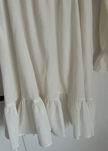 Beyaz Midi Mini Gelinlik V Yaka - Görsel 6