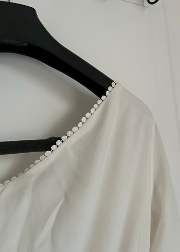 Beyaz Midi Mini Gelinlik V Yaka - Görsel 5