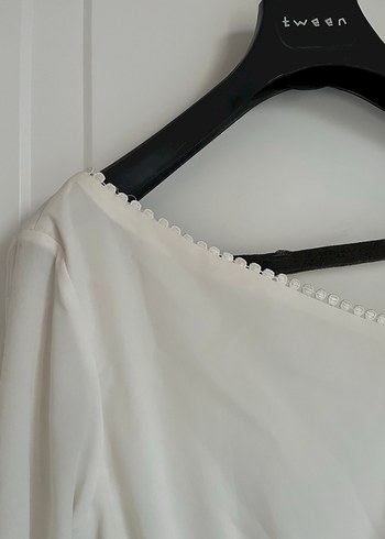 Beyaz Midi Mini Gelinlik V Yaka - Görsel 8