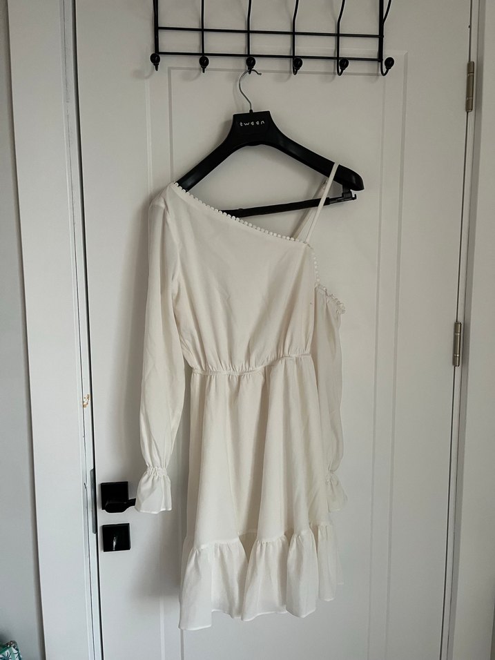 Beyaz Midi Mini Gelinlik V Yaka - Görsel 2