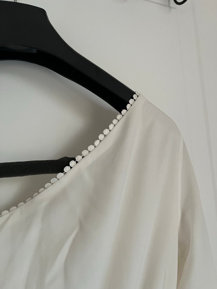 Beyaz Midi Mini Gelinlik V Yaka - Görsel 5