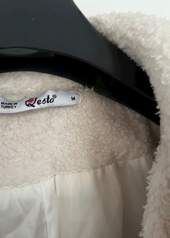 Beyaz  Kapüşonlu kadın  Peluş kaban - Görsel 2