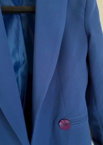 Parlak Mavi Kısa Denim Blazer - Görsel 5